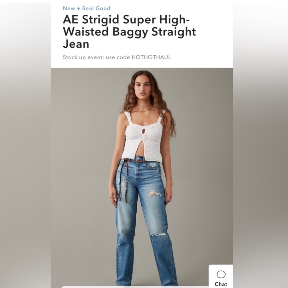 NWOT - AE Strigid Super High-Waisted Baggy Straight Jeans